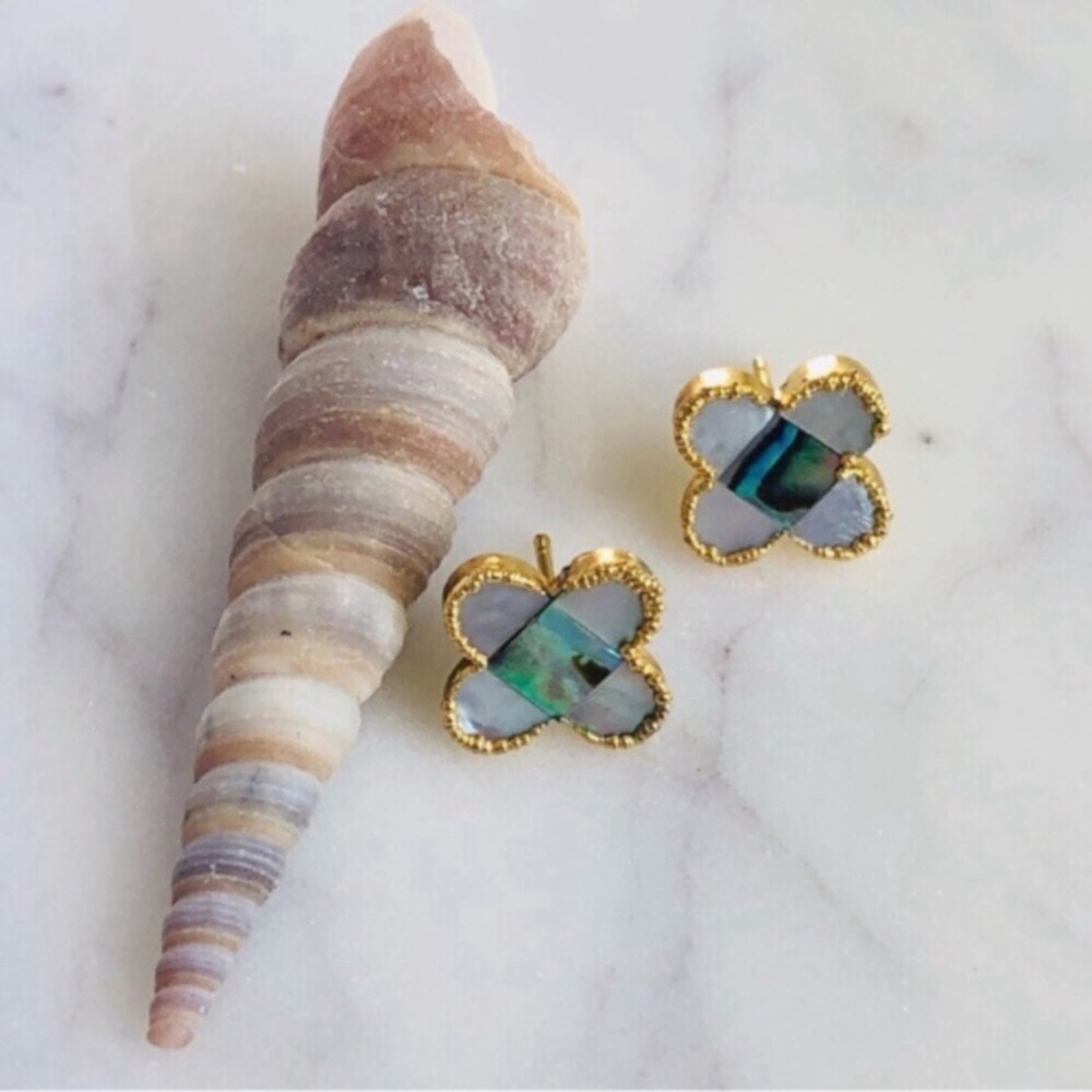 Abalone Shell Gold Earrings